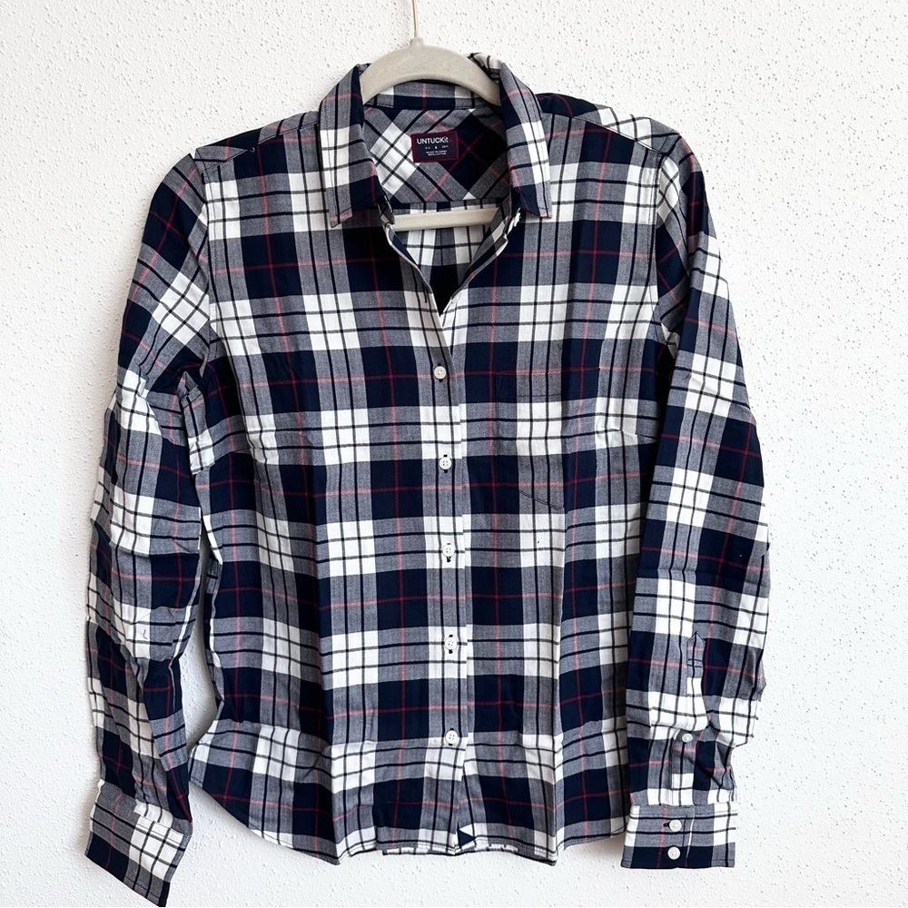 UNTUCKit Citra Women’s Plaid Long Sleeve Button Down Shirt Sz 2